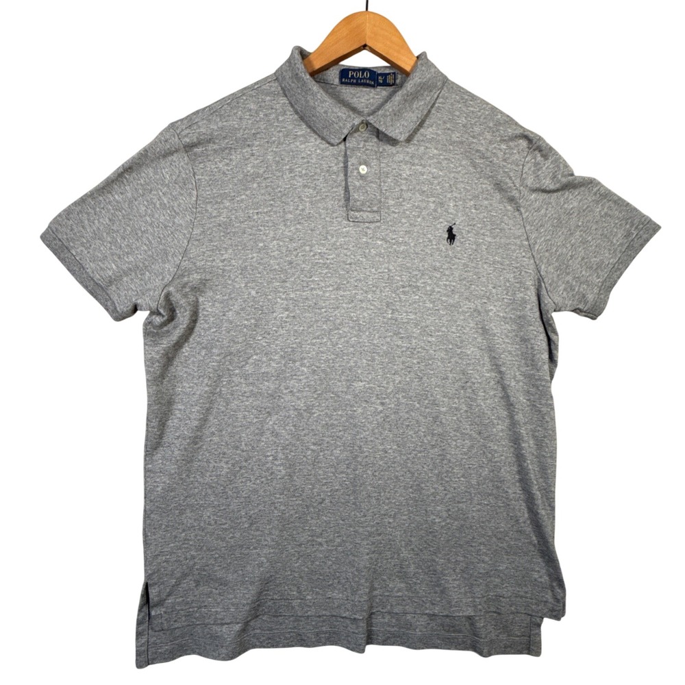 Polo Ralph Lauren Polo Shirt Men XL Heather Gray Casual Athleisure Golf Blk Pony